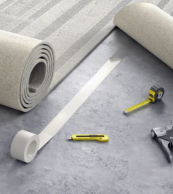 Carpet installation with tools around | Floortrends