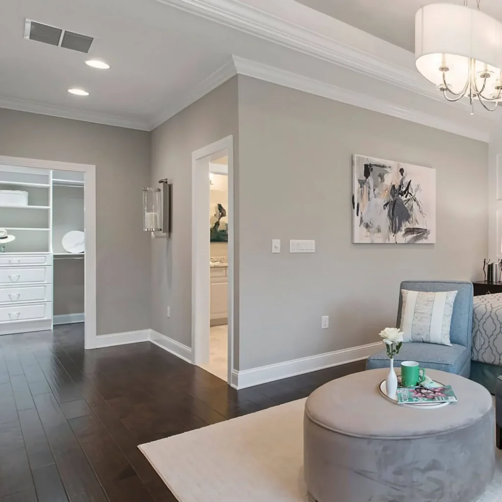 Hardwood floors in open concept room