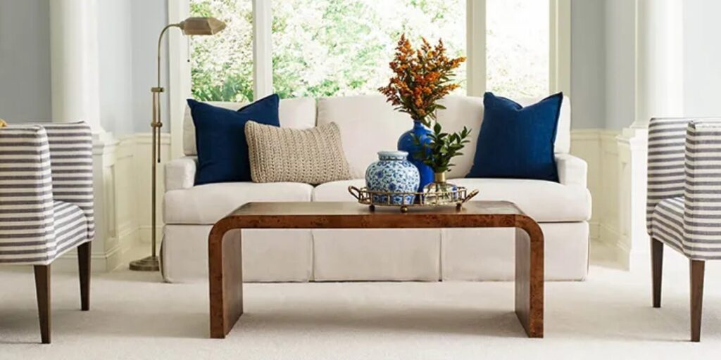 Clean lines coffee table on carpet