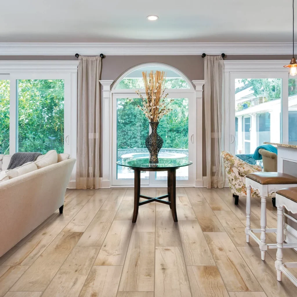 Beautiful luxury vinyl floors in open concept living room