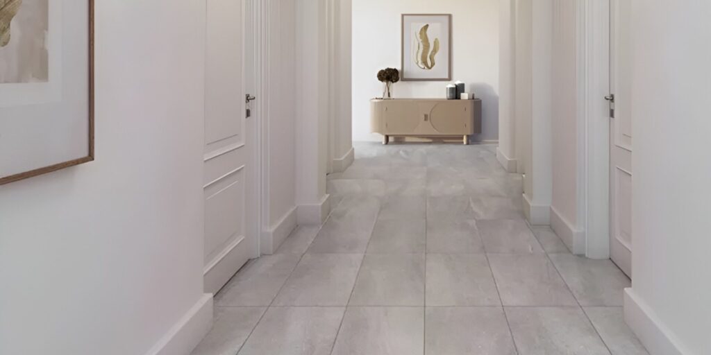 Porcelain tile in large hallway